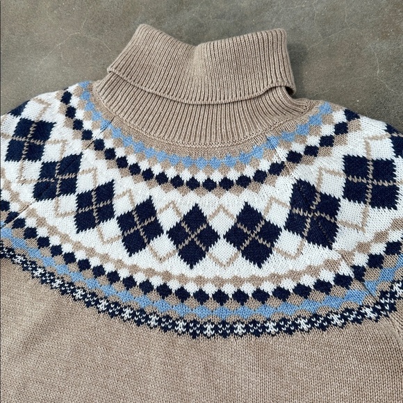 Tommy Hilfiger Fairisle Nordic Turtleneck Tan Sweater - Picture 3 of 8